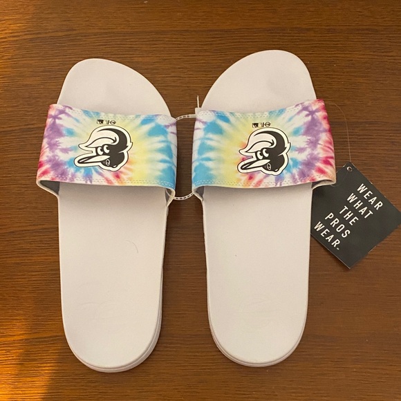 Tie-Dye Slide Sandals with Cartoon Emblem - Picture 1 of 3